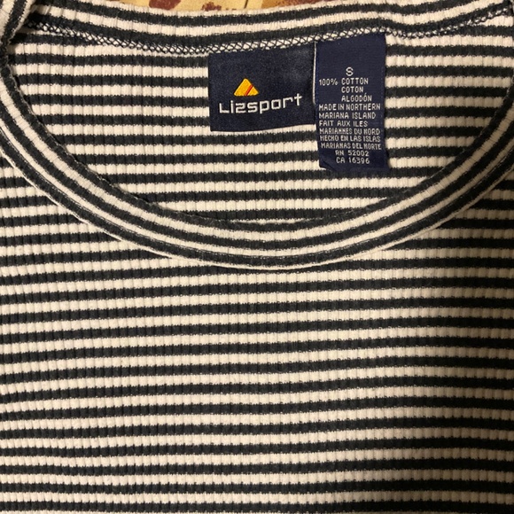 Cotton navy and white long sleeved top by Lizsport in size small - Picture 2 of 3